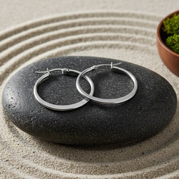 ๐๏ธMinimalist 316L Stainless Steel Hoop Earrings | Trendy & Hypoallergenic Hoops - Picture 8 of 14